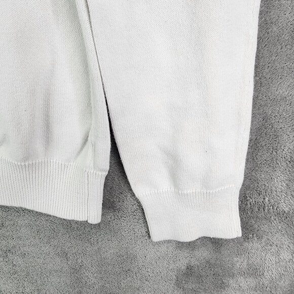 Mens White Express Pullover Sweater 1/4 Zip Long Sleeve Mock Neck Cotton Size L - Picture 3 of 9